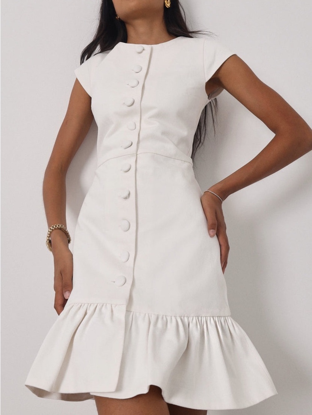 Vita Grace White Riann Denim Elegance Dress Women’s Size Medium